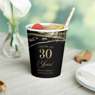 Vasos De Papel Fiesta de aniversario de bodas de Ágata de Oro Neg