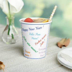 Vasos De Papel Fiesta de Año Nuevo Feliz Moderno en diferentes id