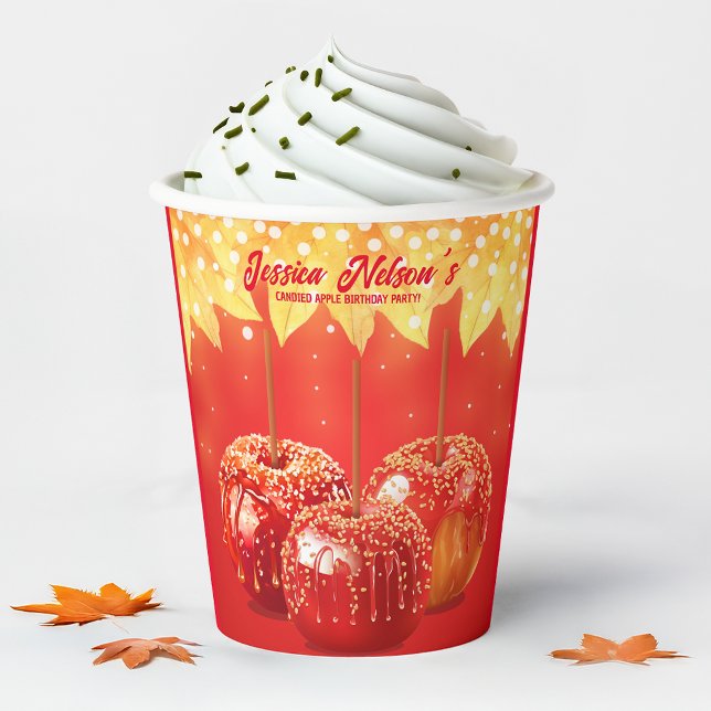Vasos De Papel Fiesta de Apple candelado en otoño (Fall Autumn Candied Apple Party Paper Cups
)