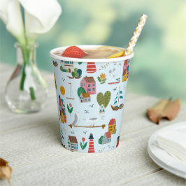 Vasos De Papel Fiesta de Baby Shower azul costero