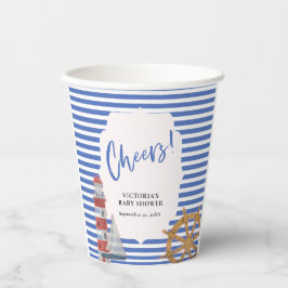 Vasos De Papel Fiesta de Baby Shower Azul Náutico