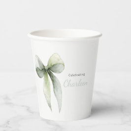 Vasos De Papel Fiesta de Baby Shower de Cuadros con Lazo Verde Sa