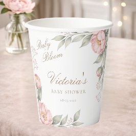Vasos De Papel Fiesta de Baby Shower de Peonías en Flor