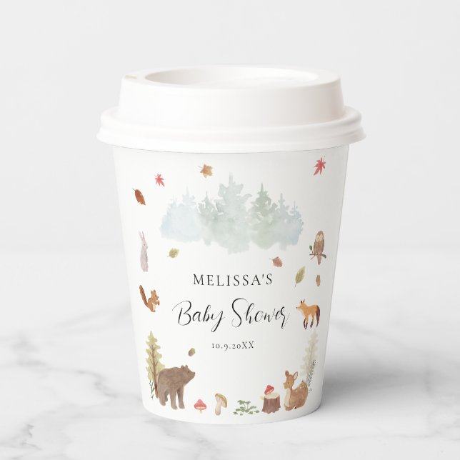 Vasos De Papel Fiesta de Baby Shower de Woodland Animals (Reverso )