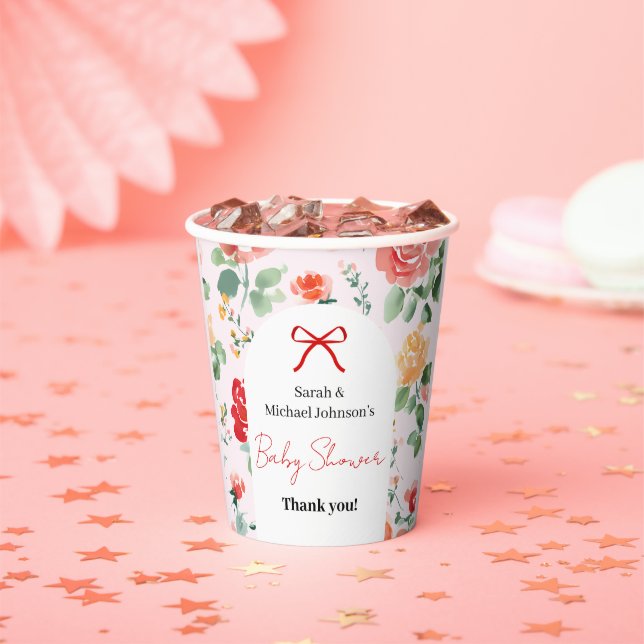 Vasos De Papel Fiesta de Baby Shower Floral Dream (in situ)