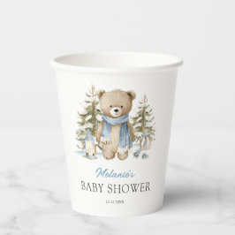 Vasos De Papel Fiesta de Baby Shower Oso Invernal Acuarela