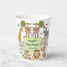 Vasos De Papel Fiesta de Baby Shower Safari Animals