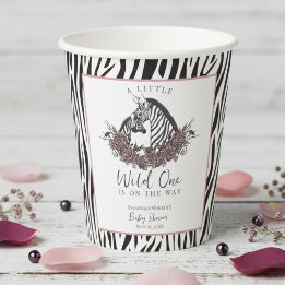 Vasos De Papel Fiesta de Baby Shower Safari Cebra Pequeño Salvaje