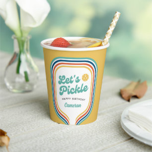 Vasos De Papel Fiesta de baloncesto Pickle Retro raya arcoiris