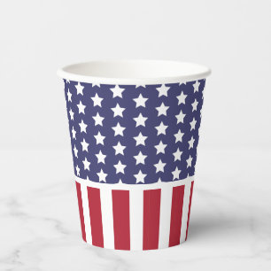 Vasos De Papel Fiesta de bandera estadounidense con franjas rojas