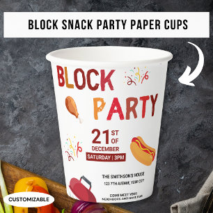 Vasos De Papel Fiesta de Barbeque Snack Picnic Diversión de barri