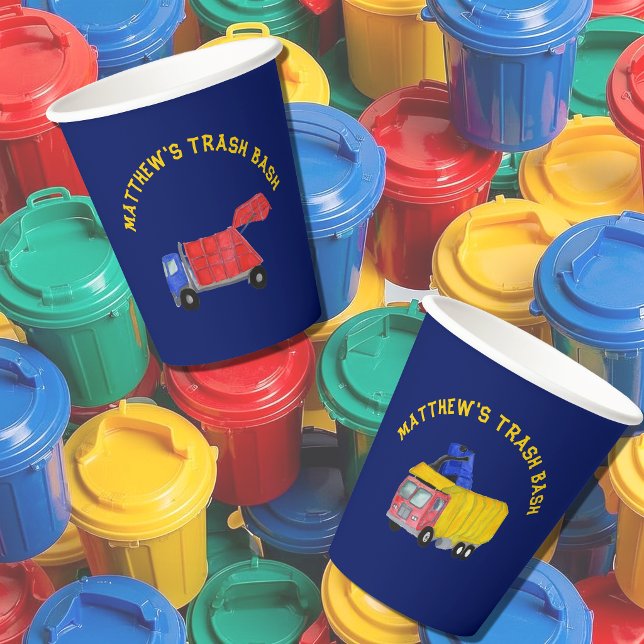 Vasos De Papel Fiesta de Basura de Camiones Pintados para Niños (Subido por el creador)