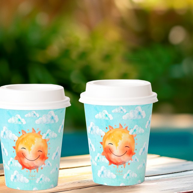 Vasos De Papel Fiesta de Bebé Boho Cielo Azul Retro Feliz Sol (Subido por el creador)