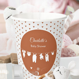 Vasos De Papel Fiesta de Bebé Boho de Corazones Oxidados Neutral