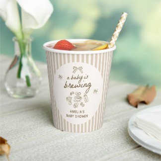 Vasos De Papel Fiesta de Bebé: Café Dibujado a Mano