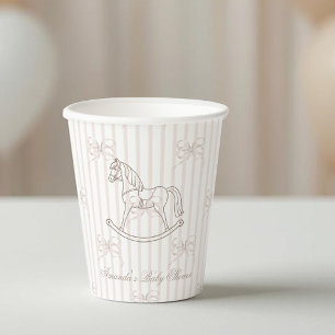 Vasos De Papel Fiesta de Bebé de Caballo Mecedor Neutral en Estil