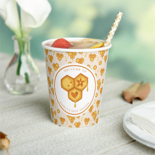 Vasos De Papel Fiesta de Bebé Dulce Abeja de Miel Panal