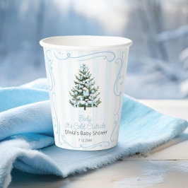 Vasos De Papel Fiesta de Bebé Invierno Azul Árbol de Navidad