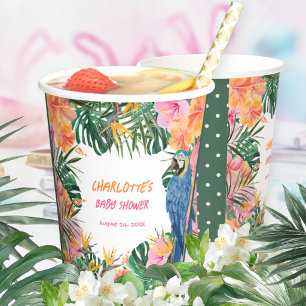 Vasos De Papel Fiesta de Bebé Loro Tropical Exótico Jungla Lunare