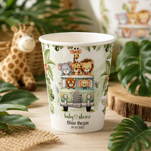 Vasos De Papel Fiesta de Bebé Niño Animales Safari Selva Tropical