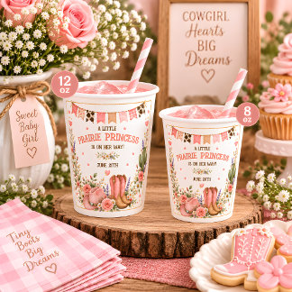 Vasos De Papel Fiesta de Bebé Princesa de la Pradera Occidental