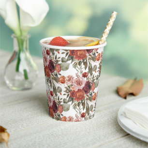 Vasos De Papel Fiesta de Bebé 'una pequeña calabaza' Otoño en Flo