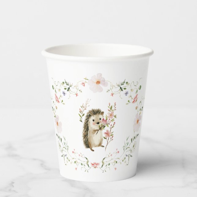 Vasos De Papel Fiesta de Bebés Animales Bebés Bosque de Flores Si (Anverso)