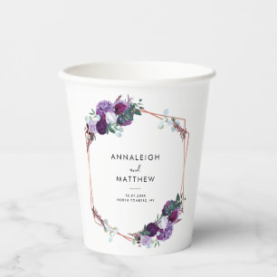 Vasos De Papel Fiesta de boda botánica púrpura floral