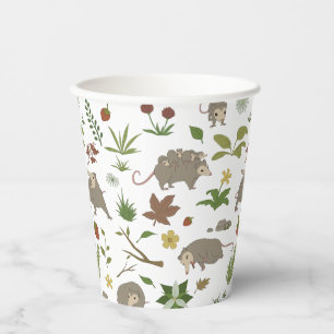 Vasos De Papel Fiesta de Bosque Encantado con Zarigüeya Blanca y