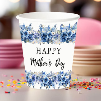 Vasos De Papel Fiesta de brunch del Día de la Madre Floral Azul