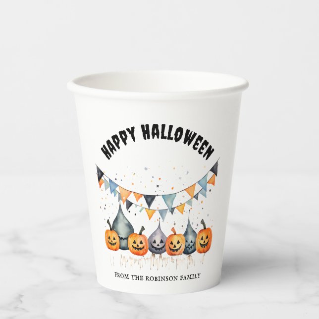 Vasos De Papel Fiesta de calabaza Halloween (Anverso)
