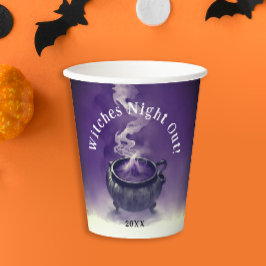 Vasos De Papel Fiesta de Caldero Morado Noche Mágica de Brujas