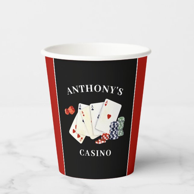 Vasos De Papel Fiesta de Casino personalizado (Anverso)