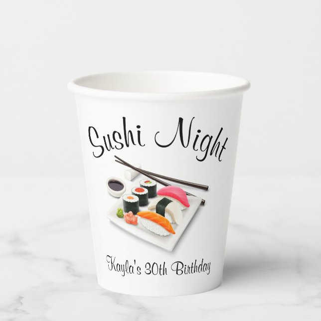 Vasos De Papel Fiesta de cena de sushi (Anverso)