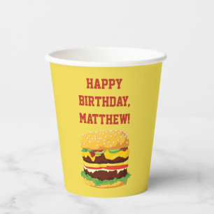 Vasos De Papel Fiesta de Cheeseburger personalizado