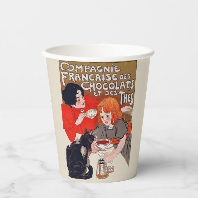 Vasos De Papel Fiesta de Chocolate Francés Arte Steinlen (Anverso)