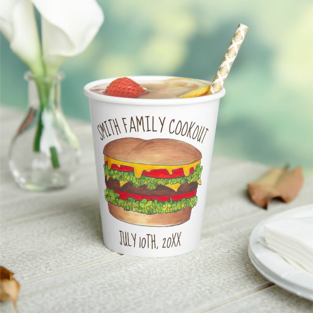 Vasos De Papel Fiesta de cocina de picnic de la reunión de hambur (in situ)