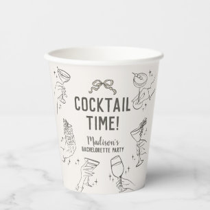 Vasos De Papel Fiesta de Cóctel Beige Retro Fiesta de Soltera