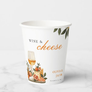 Vasos De Papel Fiesta de compromiso con vino y queso