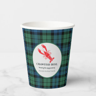 Vasos De Papel Fiesta de compromiso Plaid Tartan Crawfish Boil