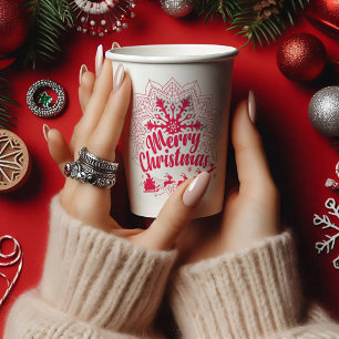 Vasos De Papel Fiesta de copos de nieve Santa claus PAPER CUPS