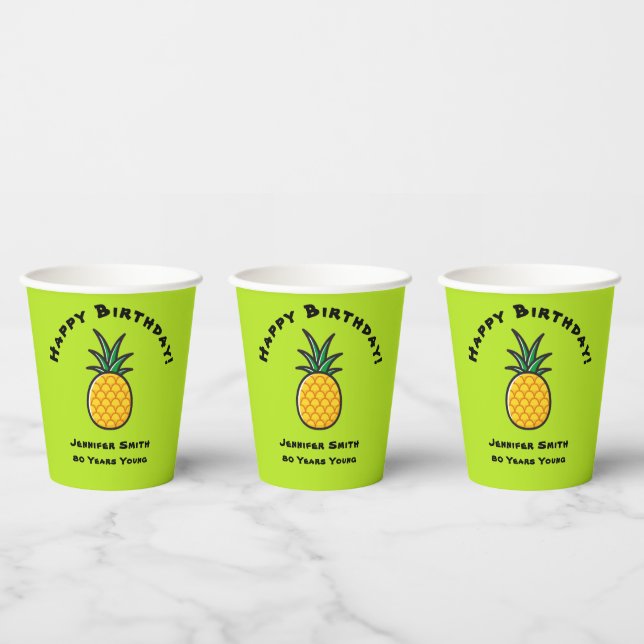 Vasos De Papel Fiesta de Cuadros de Papel Tropical Personalizados (Multi)