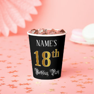 Vasos De Papel Fiesta de cumpleaños 18 — Guión de faltas, lustre
