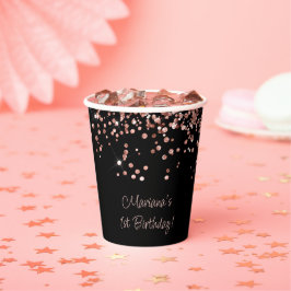Vasos De Papel Fiesta de cumpleaños 1er cumpleaños Rose Gold Blac