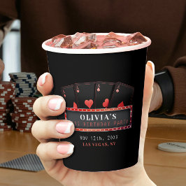Vasos De Papel Fiesta de cumpleaños 21 Poker Aces Rojo y Negro