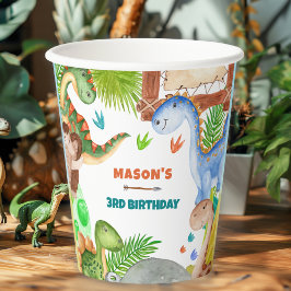 Vasos De Papel Fiesta de cumpleaños 3 del niño dinosaurio