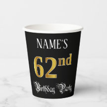 Fiesta de cumpleaños 62 — Fancy Script, Faux Gold 