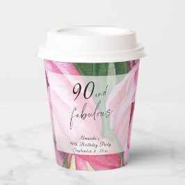 Vasos De Papel Fiesta de cumpleaños 90 de Peonies