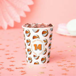 Vasos De Papel fiesta de cumpleaños balones de baloncesto naranja