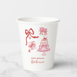 Vasos De Papel Fiesta de cumpleaños caprichosa dibujada a mano ro